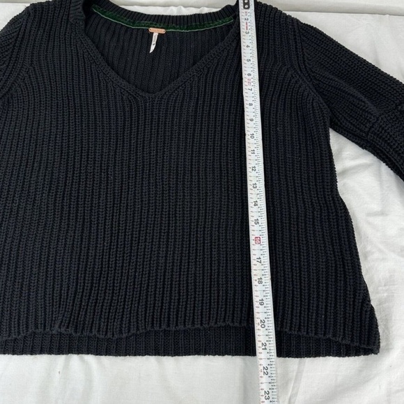 Free People Damsel Black Bell Sleeve Knit Sweater size medium - Picture 3 of 16